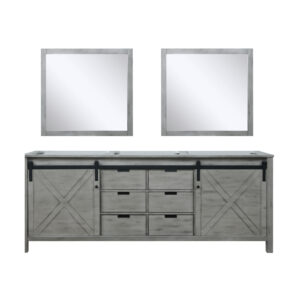 Marsyas 84W x 22D Ash Grey Double Bath Vanity and 34Mirrors