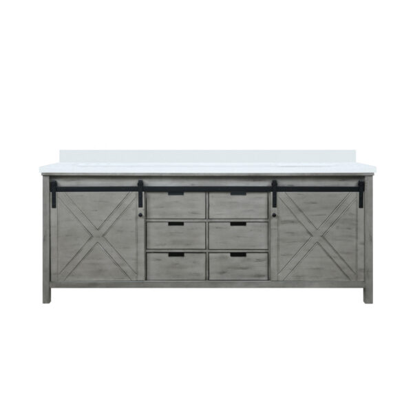 Marsyas 84W x 22D Ash Grey Double Bath Vanity and Cultured Marble Countertop