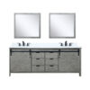 Marsyas 84W x 22D Ash Grey Double Bath Vanity, Cultured Marble Countertop, Faucet Set and 34Mirrors