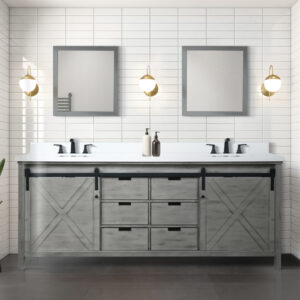 Marsyas 84W x 22D Ash Grey Double Bath Vanity and 34Mirrors