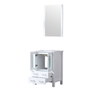 Volez 24W x 18.25D White Bath Vanity, White Ceramic Top, and 22Mirror