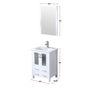 Volez 24W x 18.25D White Bath Vanity