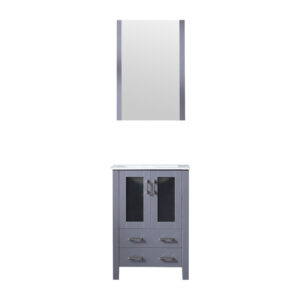 Volez 24W x 18.25D Dark Grey Bath Vanity, White Ceramic Top, and 22Mirror