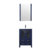 Volez 24W x 18.25D Navy Blue Bath Vanity, White Ceramic Top, Faucet Set, and 22Mirror