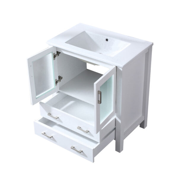 Volez 30W x 18.25D White Bath Vanity and White Ceramic Top