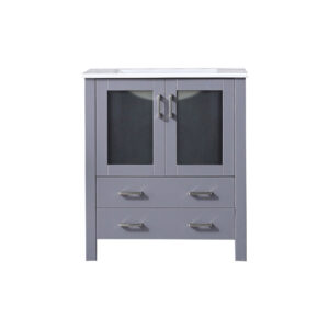 Volez 30W x 18.25D Dark Grey Bath Vanity and White Ceramic Top