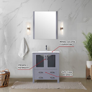 Volez 30W x 18.25D Dark Grey Bath Vanity