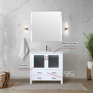 Volez 36W x 18.25D White Bath Vanity