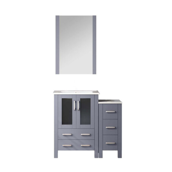 Volez 36W x 18.25D Dark Grey Bath Vanity with Side Cabinet and 22Mirror