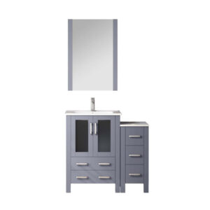 Volez 36W x 18.25D Dark Grey Bath Vanity with Side Cabinet, Faucet Set, and 22Mirror