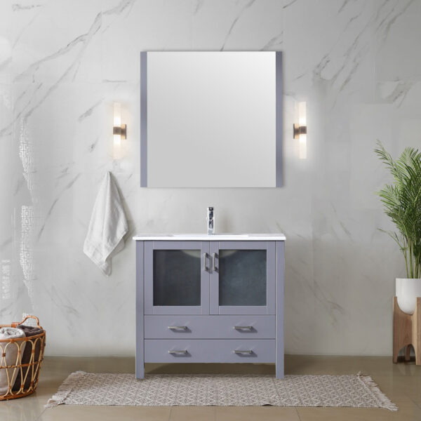 Volez 36W x 18.25D Dark Grey Bath Vanity and White Ceramic Top