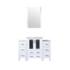 Volez 48W x 18.25D White Bath Vanity with Side Cabinets, White Ceramic Top, and 22Mirror