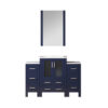 Volez 48W x 18.25D Navy Blue Bath Vanity with Side Cabinets, White Ceramic Top, and 22Mirror