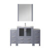 Volez 54W x 18.25D Dark Grey Bath Vanity with Side Cabinets, Faucet Set, White Ceramic Top, and 28Mirror