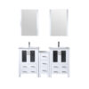 Volez 60W x 18.25D White Double Bath Vanity with Side Cabinet, Faucet Set, White Ceramic Top, and 22Mirrors