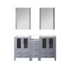 Volez 60W x 18.25D Dark Grey Double Bath Vanity with Side Cabinet, White Ceramic Top, and 22Mirrors