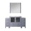 Volez 60W x 18.25D Dark Grey Bath Vanity with Side Cabinets, White Ceramic Top, and 34Mirror