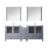 Volez 84W Dark Grey Double Bath Vanity with Side Cabinet, Faucet Set, White Ceramic Top, and 34Mirrors