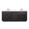 Abbey 80W x 22D Black Oak Double Bath Vanity, Carrara Marble Top, and Faucet Set