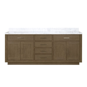 Abbey 80W x 22D Grey Oak Double Bath Vanity and Carrara Marble Top