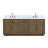 Abbey 84W x 22D Grey Oak Double Bath Vanity, Carrara Marble Top, and Faucet Set