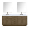 Abbey 84W x 22D Grey Oak Double Bath Vanity, Carrara Marble Top, Faucet Set, and 36Mirrors