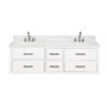 Castor 60W x 22D White Double Bath Vanity, Carrara Marble Top, and Faucet Set