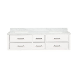 Castor 72W x 22D White Double Bath Vanity and Carrara Marble Top