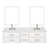 Castor 72W x 22D White Double Bath Vanity, Carrara Marble Top, Faucet Set, and 34Mirrors