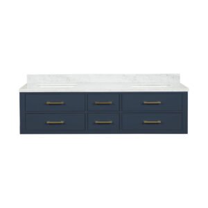 Castor 72W x 22D Blue Double Bath Vanity and Carrara Marble Top