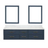 Castor 72W x 22D Blue Double Bath Vanity, Carrara Marble Top, and 34Mirrors