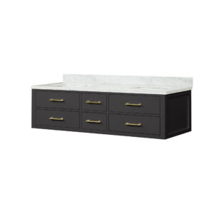 Castor 72W x 22D Black Double Bath Vanity and Carrara Marble Top