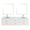 Castor 80W x 22D White Double Bath Vanity, Carrara Marble Top, Faucet Set, and 36Mirrors