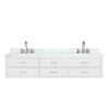 Castor 84W x 22D White Double Bath Vanity, Carrara Marble Top, and Faucet Set