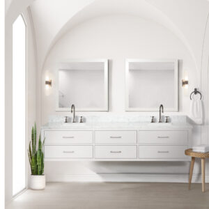 Castor 84W x 22D White Double Bath Vanity and Carrara Marble Top