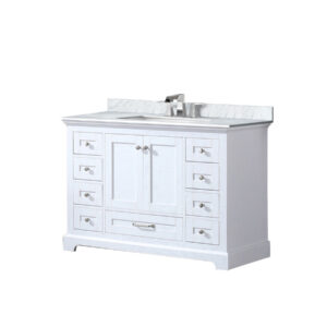 Dukes 48 in. W x 22 in. D White Single Bath Vanity, Carrara Marble Top, and Faucet Set