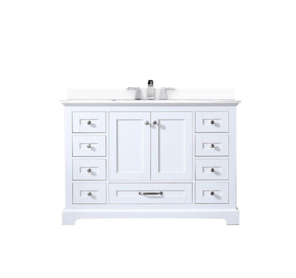 Dukes 48 in. W x 22 in. D White Single Bath Vanity, Cultured Marble Top, and Faucet Set