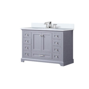 Dukes 48 in. W x 22 in. D Dark Grey Single Bath Vanity, White Quartz Top, and Faucet Set