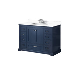 Dukes 48 in. W x 22 in. D Navy Blue Single Bath Vanity, White Quartz Top, and Faucet Set