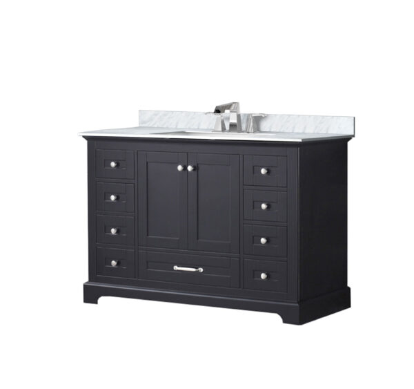 Dukes 48 in. W x 22 in. D Espresso Single Bath Vanity, Carrara Marble Top, and Faucet Set