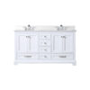 Dukes 60 in. W x 22 in. D White Double Bath Vanity, Cultured Marble Top, and Faucet Set