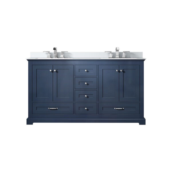 Dukes 60 in. W x 22 in. D Navy Blue Double Bath Vanity, Cultured Marble Top, and Faucet Set