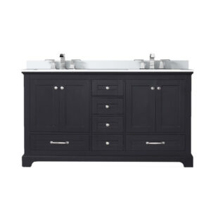 Dukes 60 in. W x 22 in. D Espresso Double Bath Vanity, Cultured Marble Top, and Faucet Set