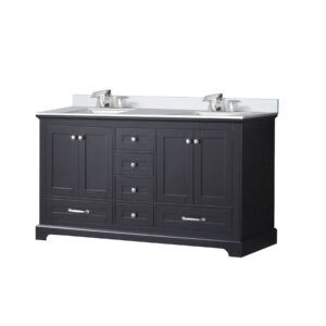 Dukes 60 in. W x 22 in. D Espresso Double Bath Vanity, Cultured Marble Top, and Faucet Set