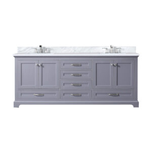 Dukes 80 in. W x 22 in. D Dark Grey Double Bath Vanity, Carrara Marble Top, and Faucet Set