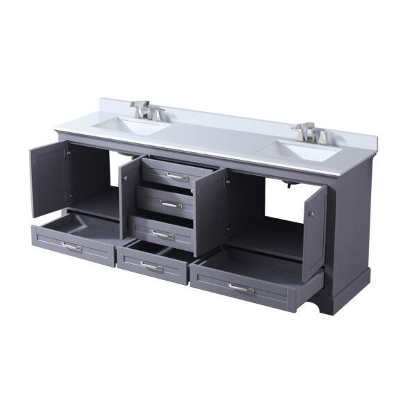 Dukes 80 in. W x 22 in. D Dark Grey Double Bath Vanity, Cultured Marble Top, and Faucet Set