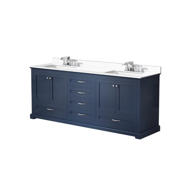 Dukes 80 in. W x 22 in. D Navy Blue Double Bath Vanity, Cultured Marble Top, and Faucet Set