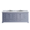 Dukes 84 in. W x 22 in. D Dark Grey Double Bath Vanity, Carrara Marble Top, and Faucet Set