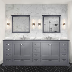 Dukes 84 in. W x 22 in. D Dark Grey Double Bath Vanity and 34 in. Mirrors