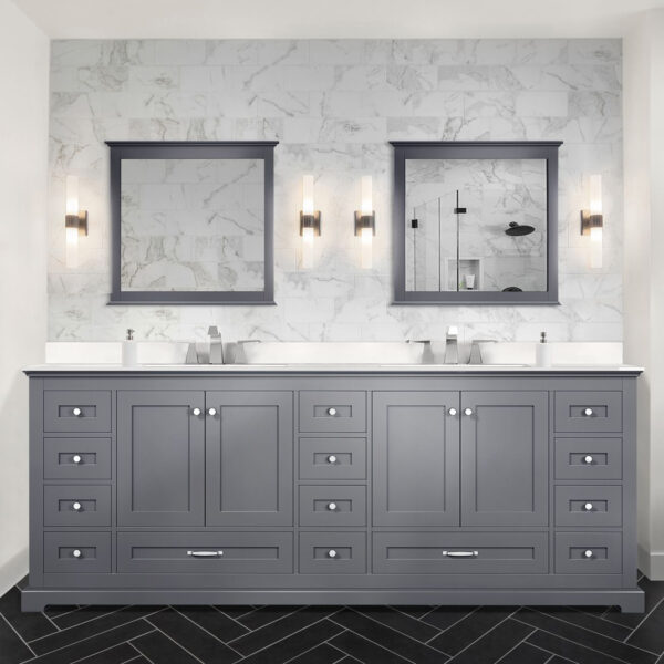 Dukes 84 in. W x 22 in. D Dark Grey Double Bath Vanity and White Quartz Top